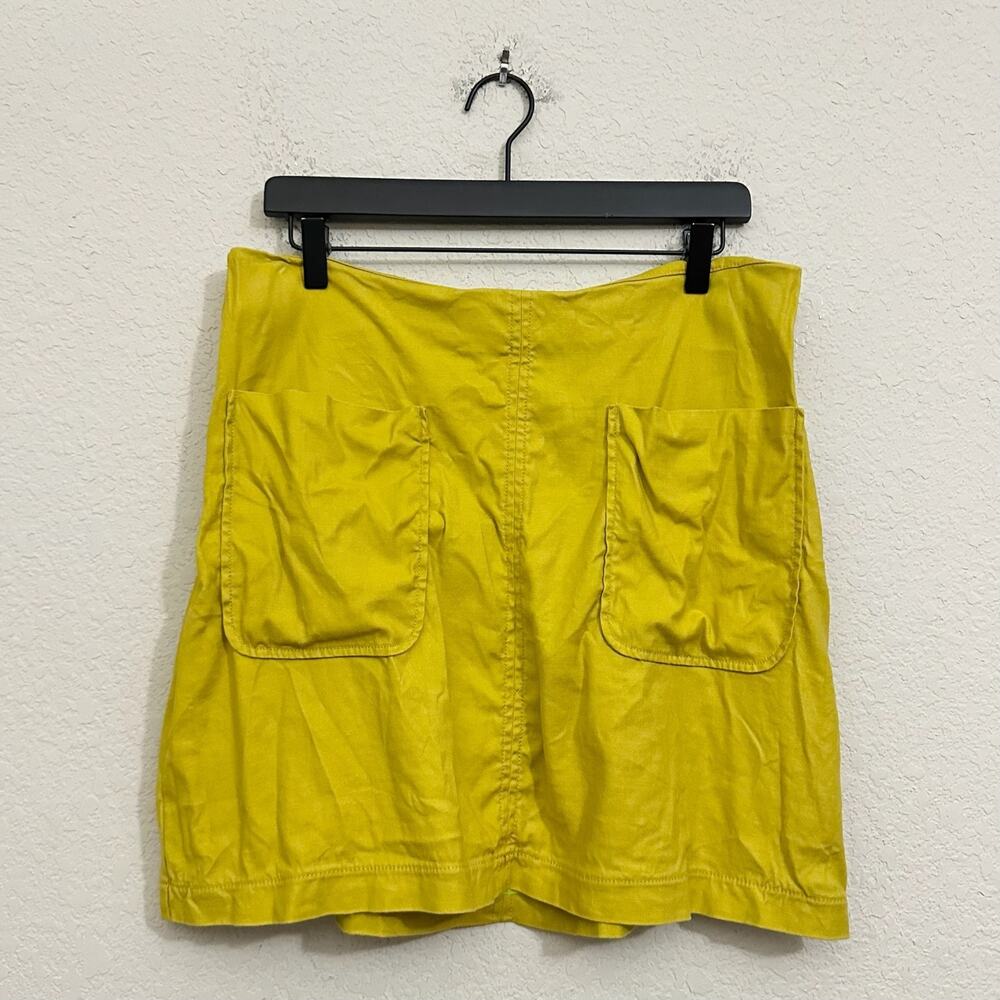 MAEVE ANTHROPOLOGIE Mini Skirt Chartreuse Yellow Stretch Patch Pocket